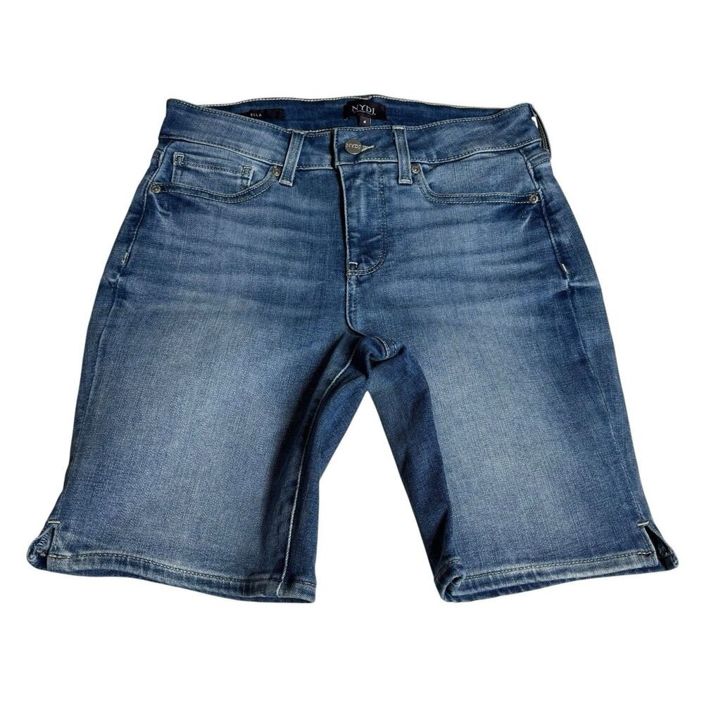 NYDJ Ella Lift Tuck Med Wash Bermuda Walking Shorts Sz 4 Classic Casual Everyday
